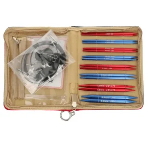 Ensemble de pointes de tricot interchangeables KnitPro Red Waves 13 cm | Kit complet d’aiguilles circulaires