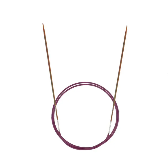 Aiguille circulaire Symfonie 80 cm KnitPro - bois de bouleau multicolore, câble souple