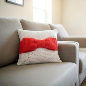 Coussin au Crochet Facile | Patron PDF Sous le Ruban Rouge 40×40 cm